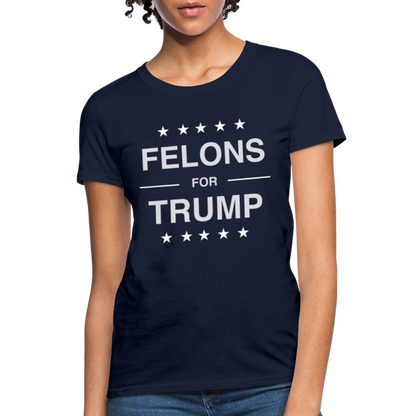 Felons for Trump Women's Contoured T-Shirt - navy