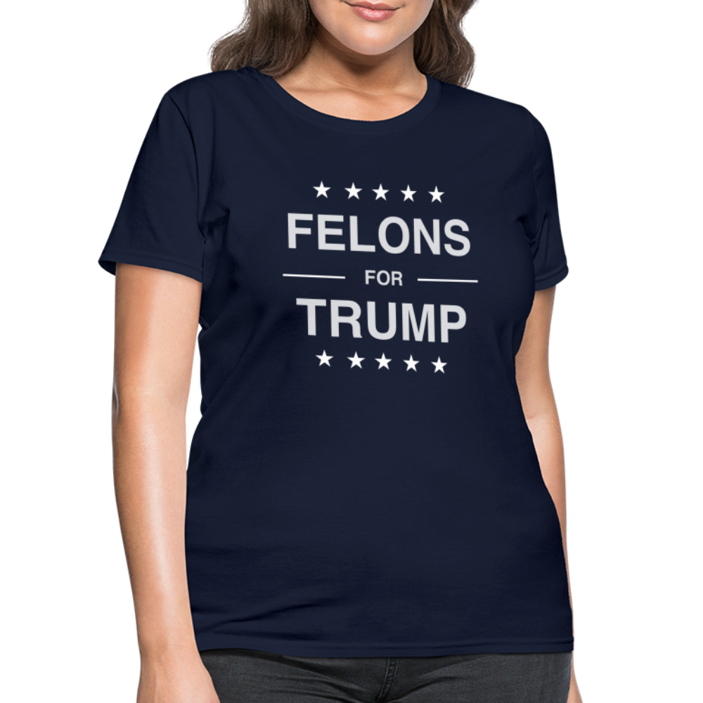 Felons for Trump Women's Contoured T-Shirt - navy