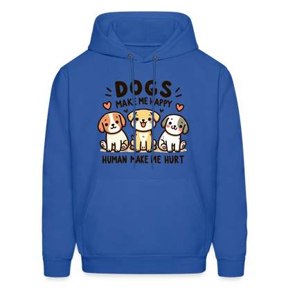 Dogs Make Me Happy Human Make Me Hurt Hoodie - royal blue