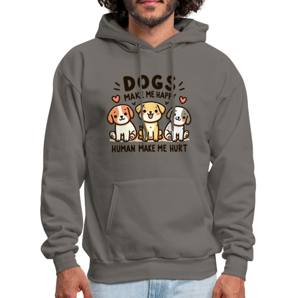 Dogs Make Me Happy Human Make Me Hurt Hoodie - asphalt gray