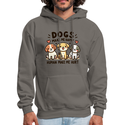 Dogs Make Me Happy Human Make Me Hurt Hoodie - asphalt gray