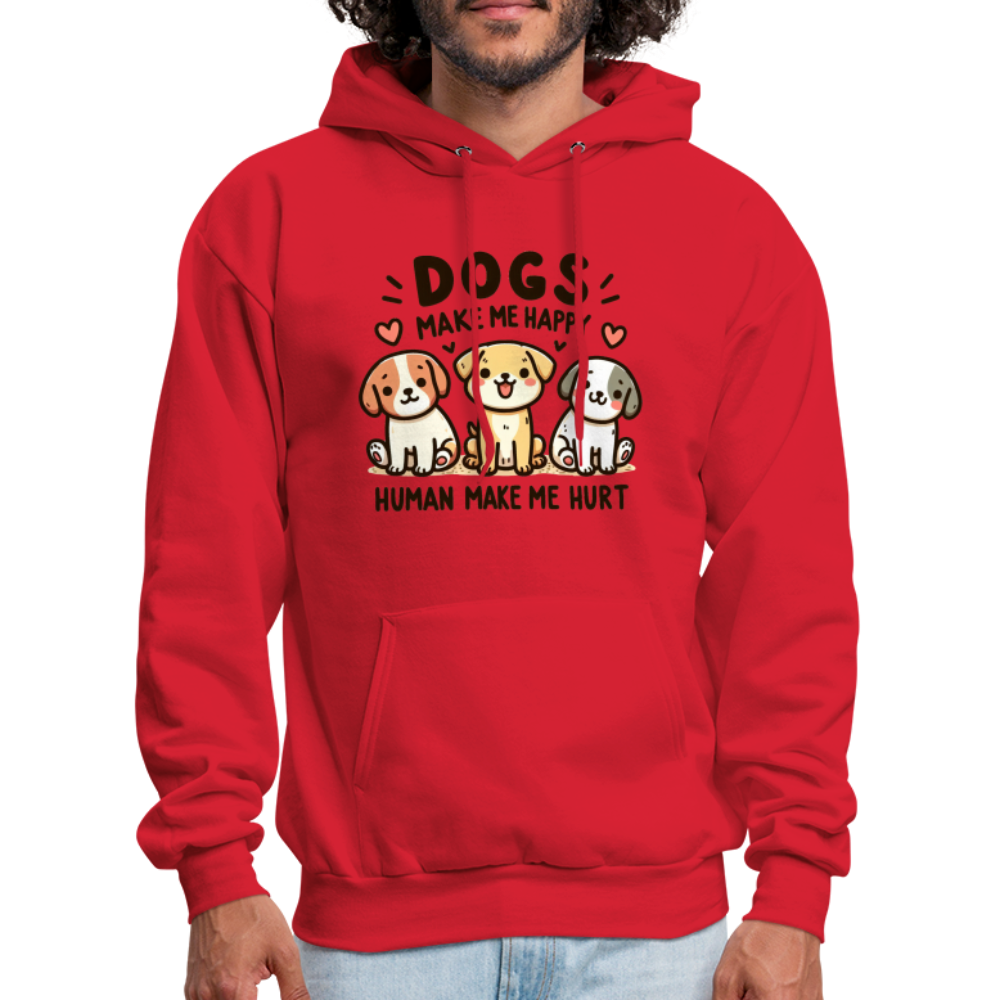 Dogs Make Me Happy Human Make Me Hurt Hoodie - red