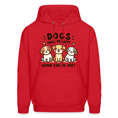 Dogs Make Me Happy Human Make Me Hurt Hoodie - red