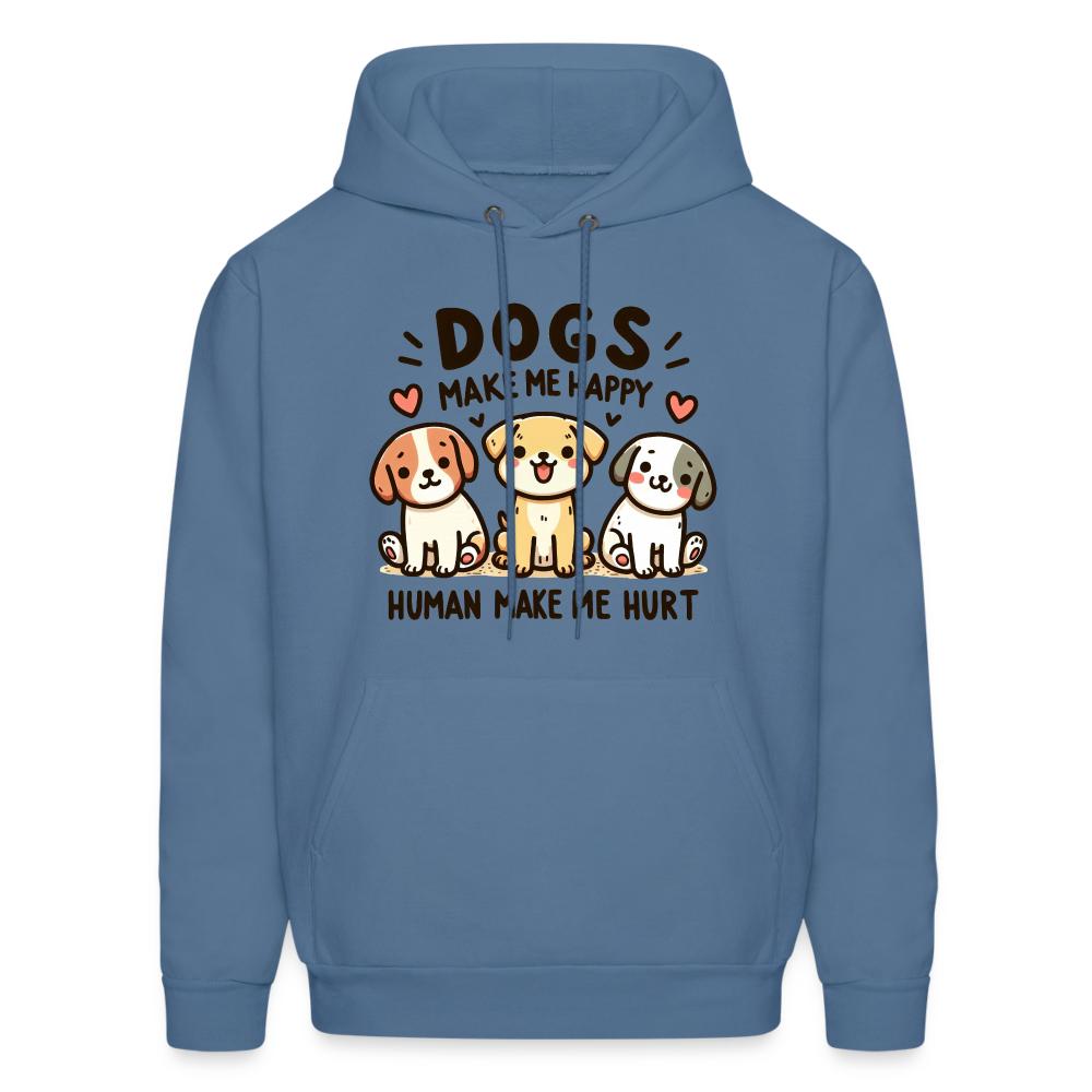 Dogs Make Me Happy Human Make Me Hurt Hoodie - denim blue