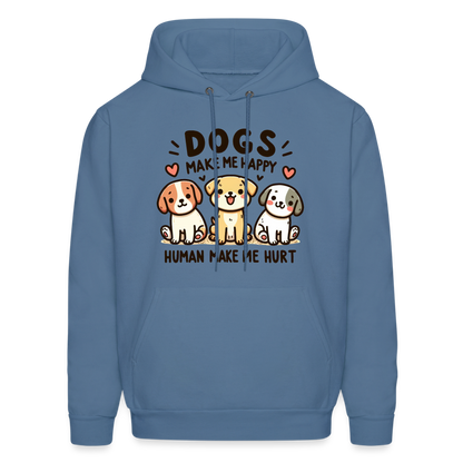 Dogs Make Me Happy Human Make Me Hurt Hoodie - denim blue