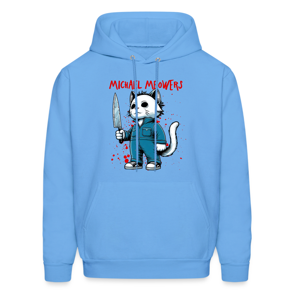 Michael Meowers Hoodie Scary Cat Halloween Cat Lover Color: carolina blue