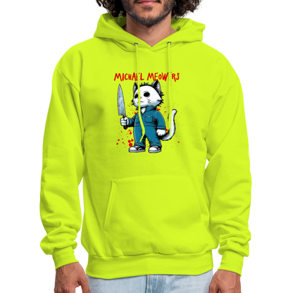 Michael Meowers Hoodie Scary Cat Halloween Cat Lover - safety green