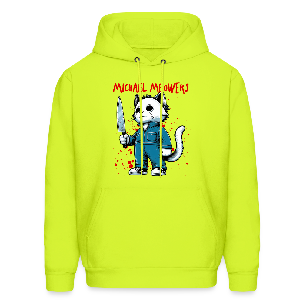 Michael Meowers Hoodie Scary Cat Halloween Cat Lover Color: safety green