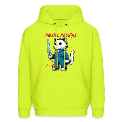 Michael Meowers Hoodie Scary Cat Halloween Cat Lover - safety green