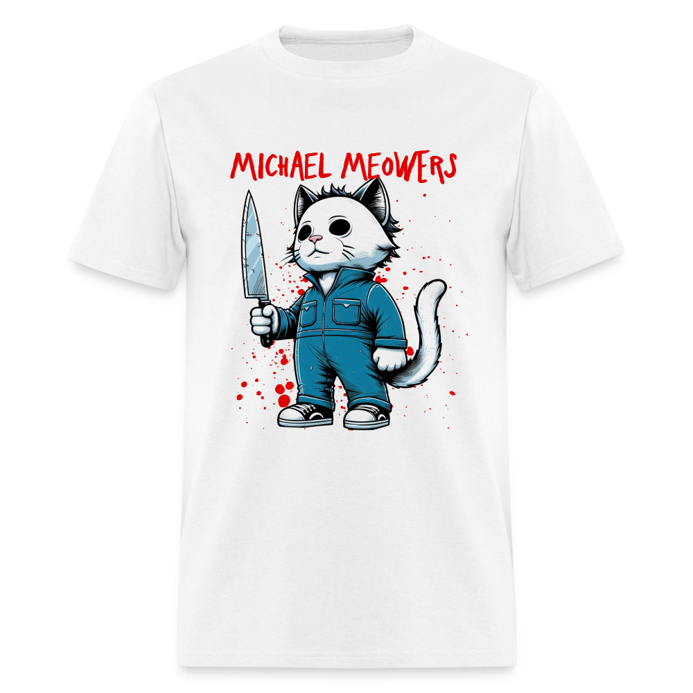 Michael Meowers T-Shirt Scary Cat Halloween Cat Lover - white