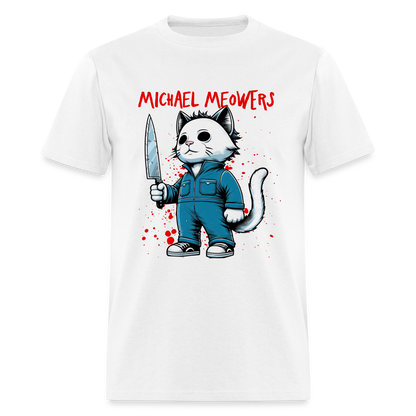 Michael Meowers T-Shirt Scary Cat Halloween Cat Lover - white