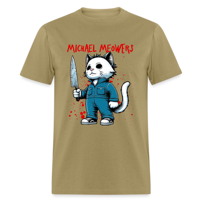 Michael Meowers T-Shirt Scary Cat Halloween Cat Lover - khaki