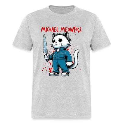 Michael Meowers T-Shirt Scary Cat Halloween Cat Lover - heather gray