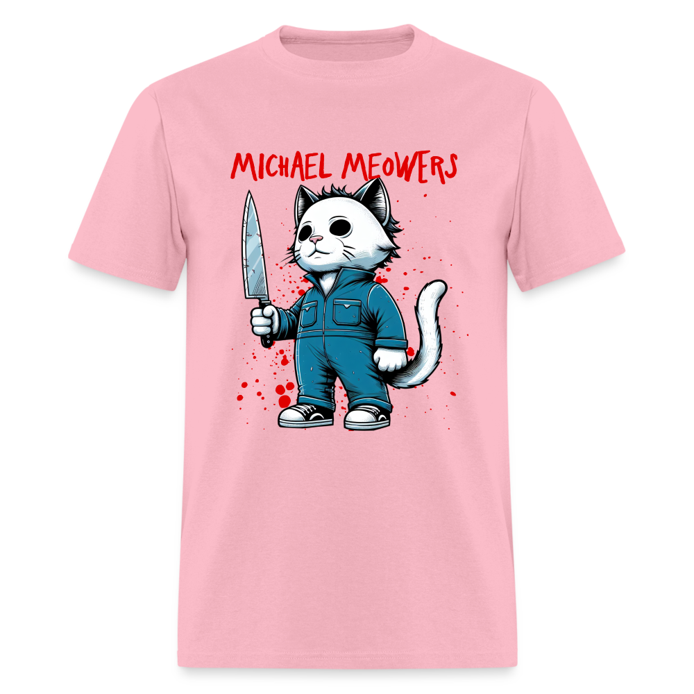 Michael Meowers T-Shirt Scary Cat Halloween Cat Lover - pink