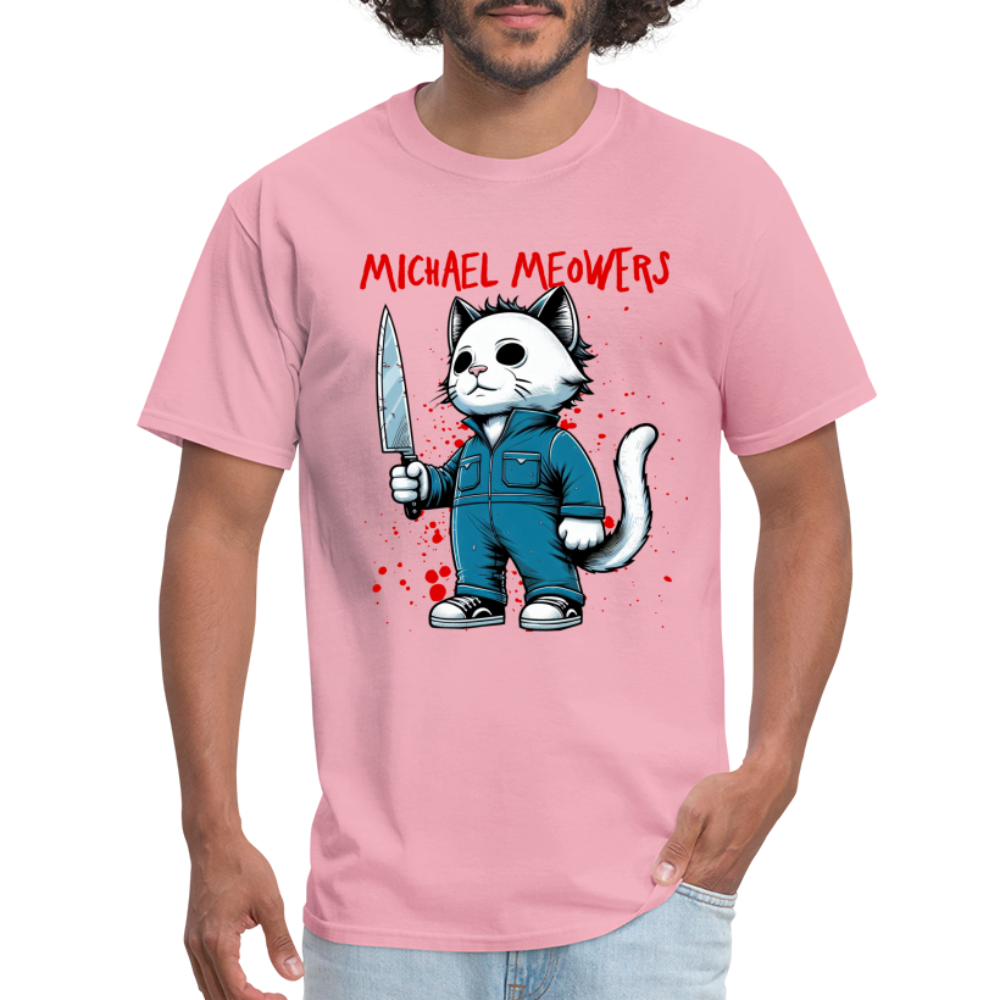 Michael Meowers T-Shirt Scary Cat Halloween Cat Lover - pink