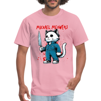 Michael Meowers T-Shirt Scary Cat Halloween Cat Lover - pink