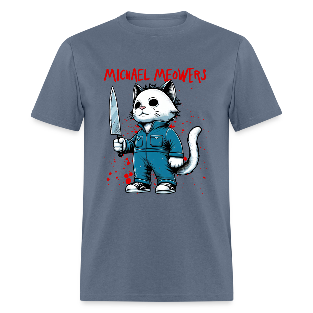 Michael Meowers T-Shirt Scary Cat Halloween Cat Lover - denim