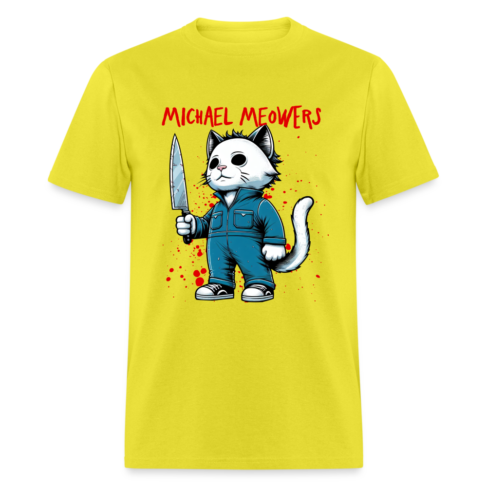 Michael Meowers T-Shirt Scary Cat Halloween Cat Lover - yellow