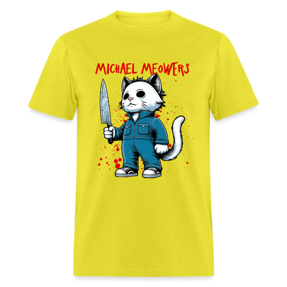 Michael Meowers T-Shirt Scary Cat Halloween Cat Lover - yellow