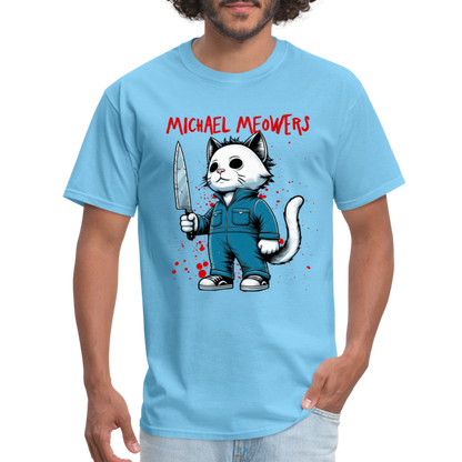 Michael Meowers T-Shirt Scary Cat Halloween Cat Lover - aquatic blue