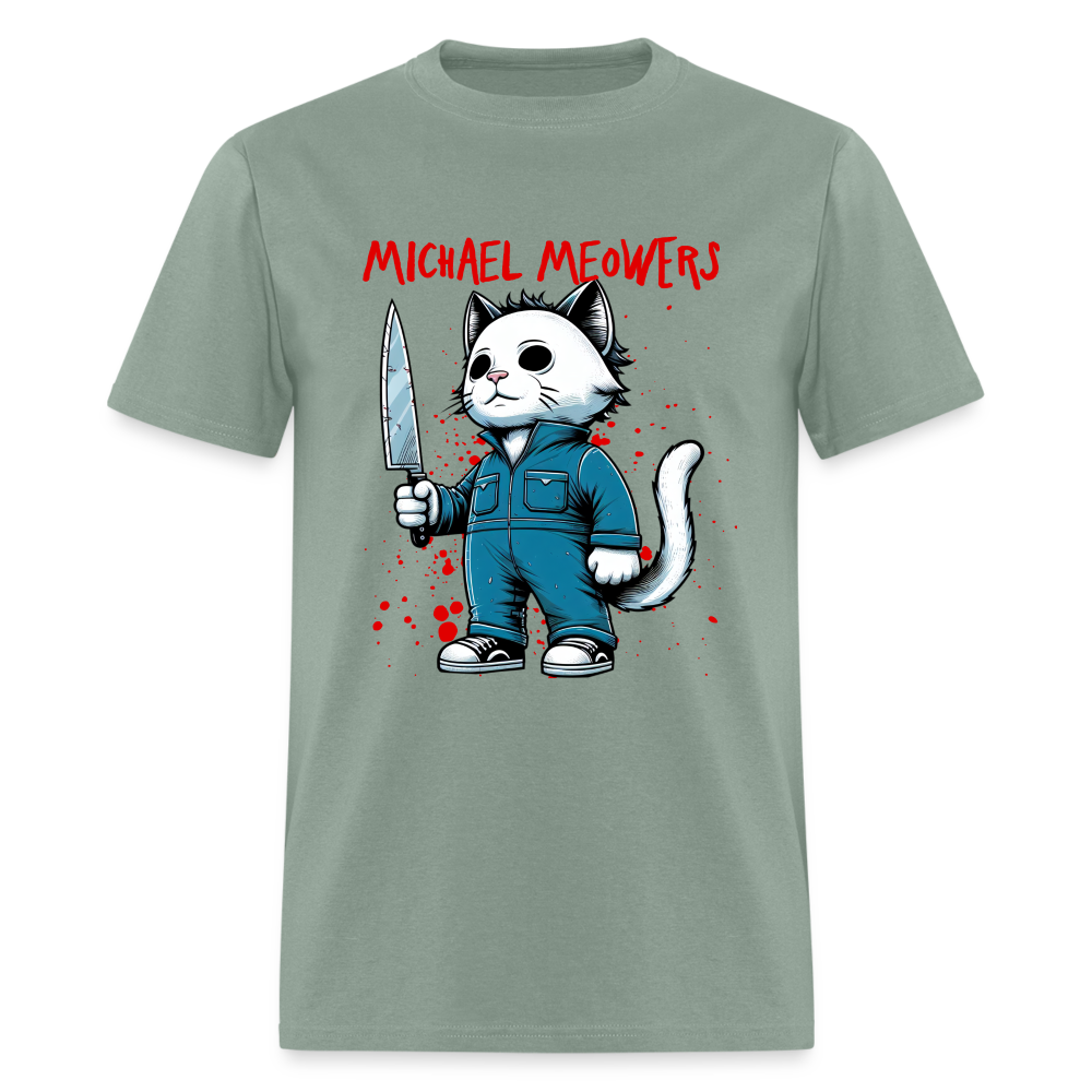 Michael Meowers T-Shirt Scary Cat Halloween Cat Lover - sage