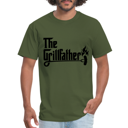 The Grillfather T-Shirt (BBQ Grilling Dad) - military green