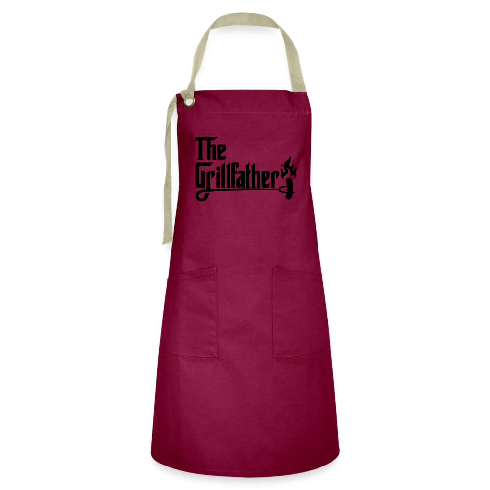 The Grillfather Artisan Apron (BBQ Grilling Dad) - burgundy/khaki