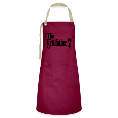 The Grillfather Artisan Apron (BBQ Grilling Dad) - burgundy/khaki