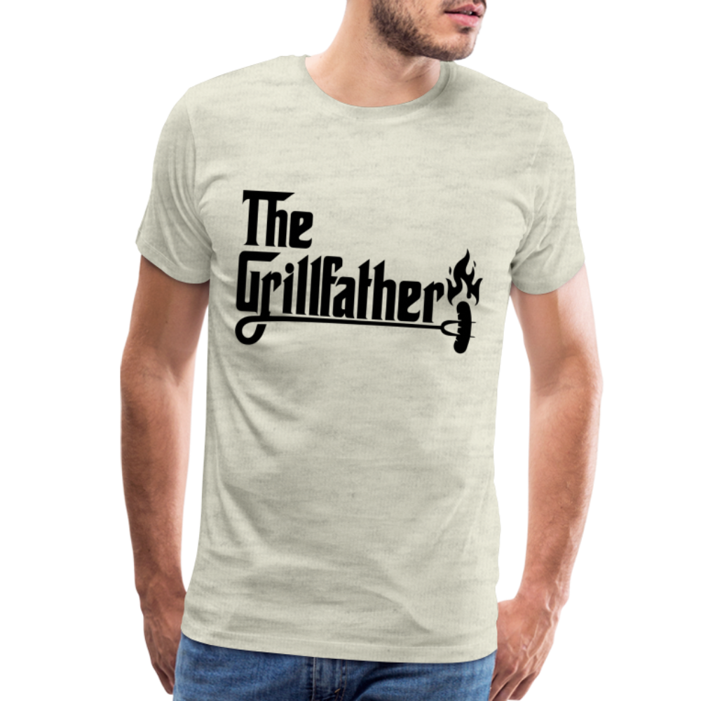 The Grillfather Men's Premium T-Shirt (BBQ Grilling Dad) - heather oatmeal