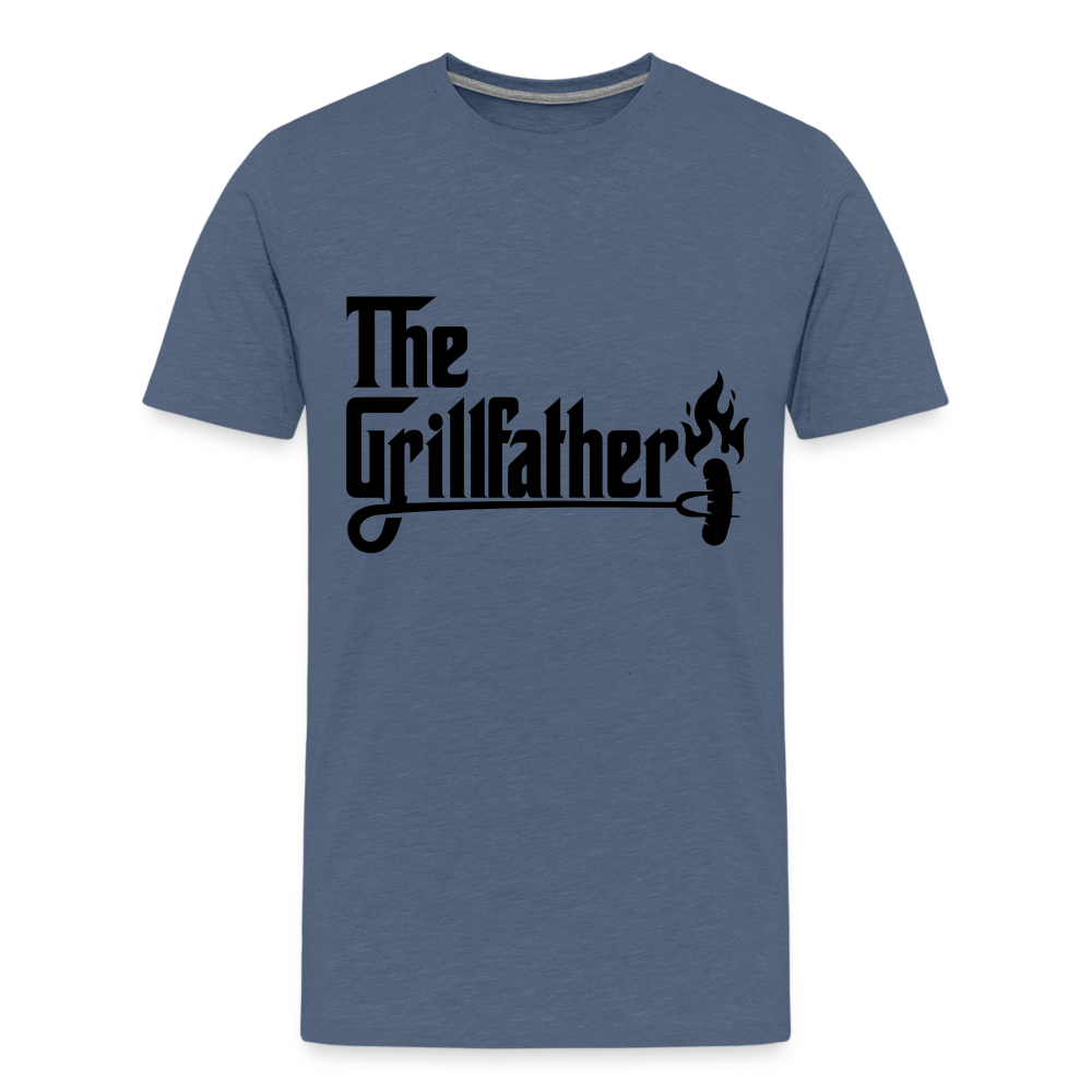 The Grillfather Men's Premium T-Shirt (BBQ Grilling Dad) - heather blue