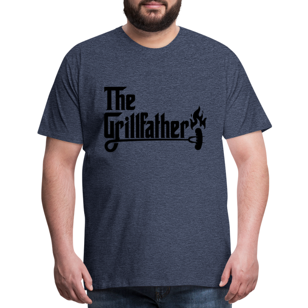 The Grillfather Men's Premium T-Shirt (BBQ Grilling Dad) - heather blue