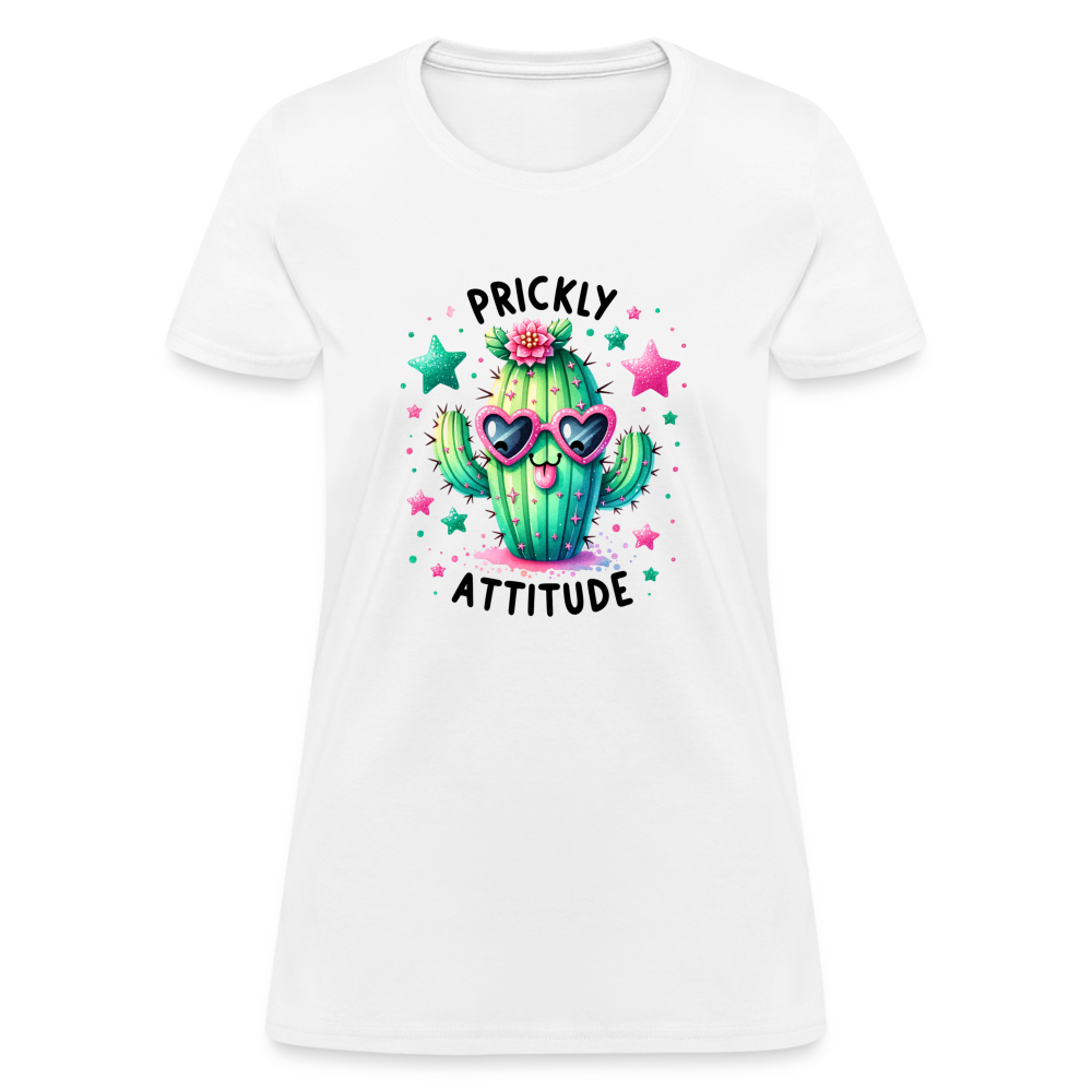 Prickly Attitude Women's Contoured T-Shirt (Cactus) - white