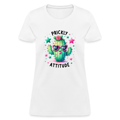 Prickly Attitude Women's Contoured T-Shirt (Cactus) - white