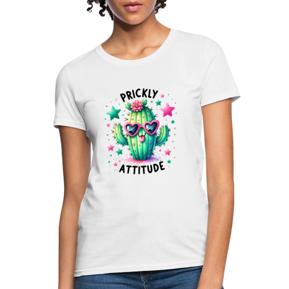 Prickly Attitude Women's Contoured T-Shirt (Cactus) - white