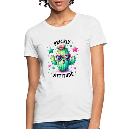 Prickly Attitude Women's Contoured T-Shirt (Cactus) - white