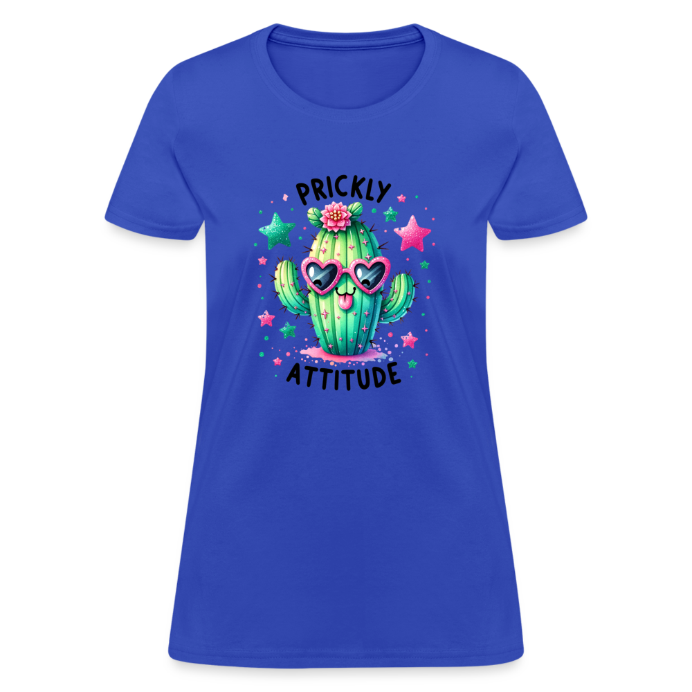 Prickly Attitude Women's Contoured T-Shirt (Cactus) - royal blue