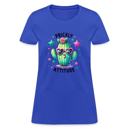 Prickly Attitude Women's Contoured T-Shirt (Cactus) - royal blue