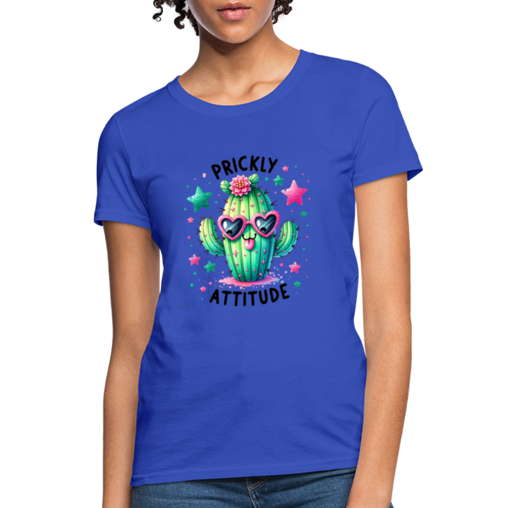 Prickly Attitude Women's Contoured T-Shirt (Cactus) - royal blue