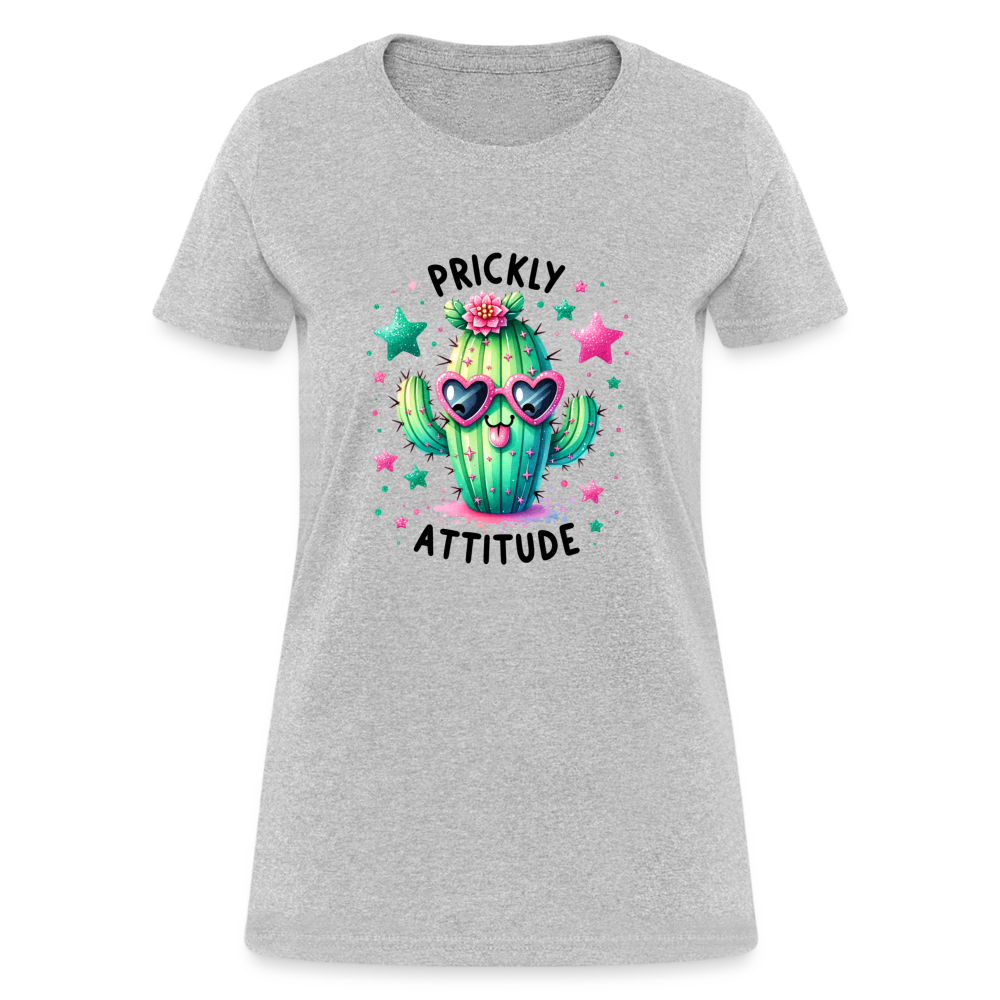 Prickly Attitude Women's Contoured T-Shirt (Cactus) - heather gray