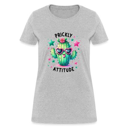 Prickly Attitude Women's Contoured T-Shirt (Cactus) - heather gray