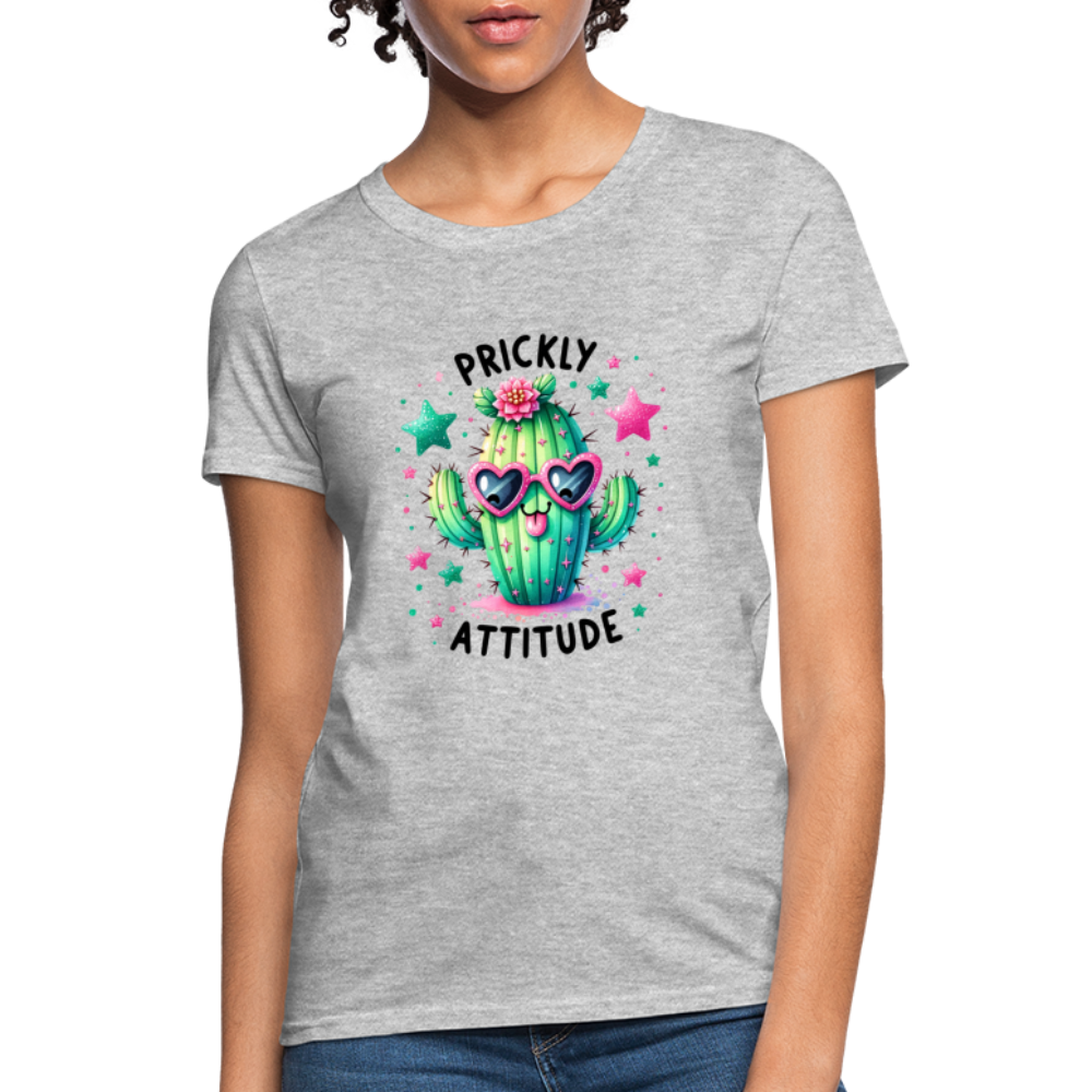 Prickly Attitude Women's Contoured T-Shirt (Cactus) - heather gray