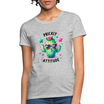 Prickly Attitude Women's Contoured T-Shirt (Cactus) - heather gray