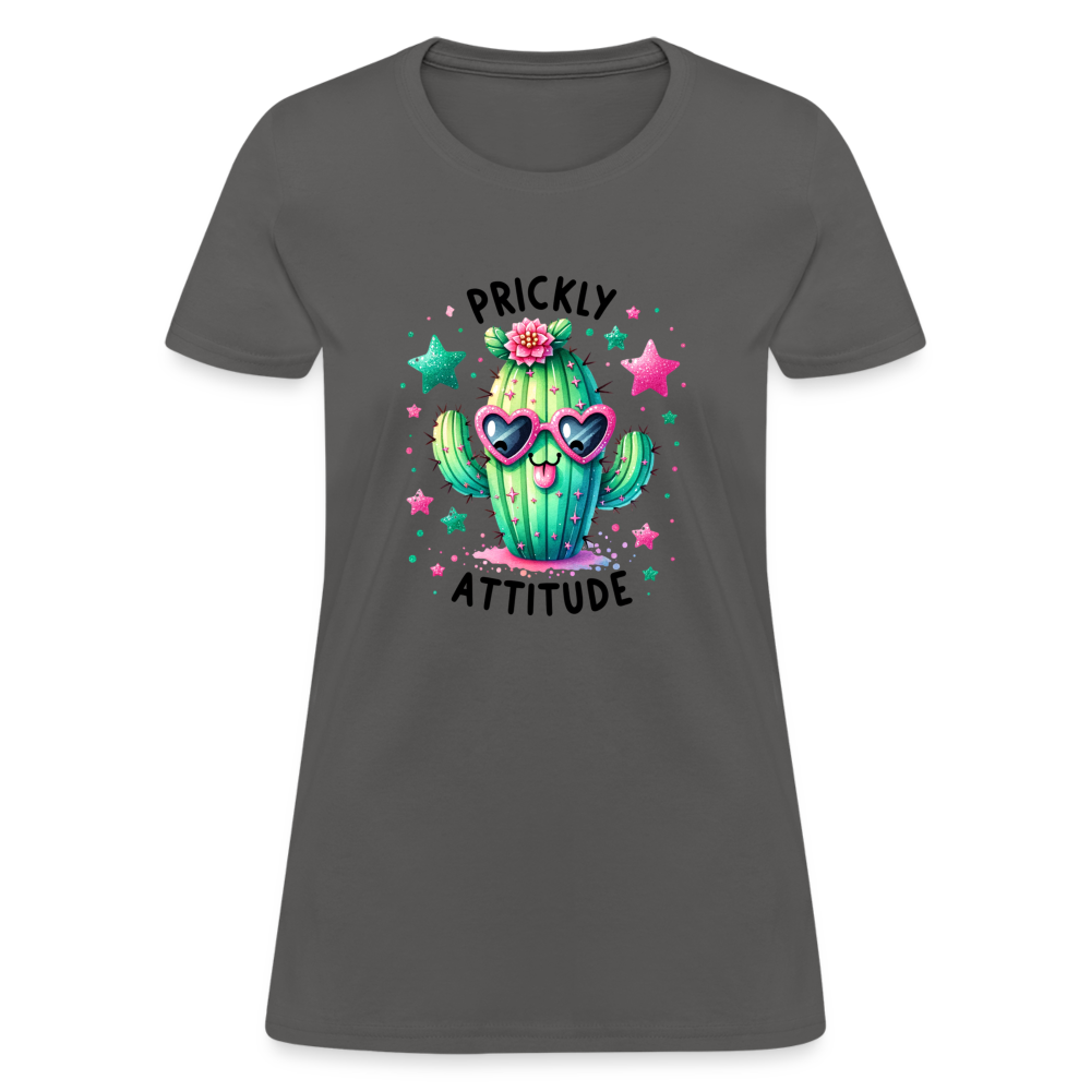 Prickly Attitude Women's Contoured T-Shirt (Cactus) - charcoal