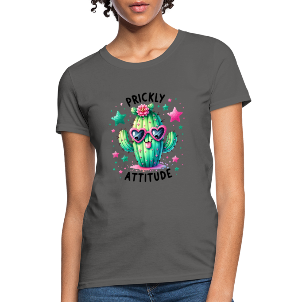 Prickly Attitude Women's Contoured T-Shirt (Cactus) - charcoal