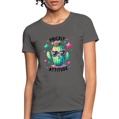 Prickly Attitude Women's Contoured T-Shirt (Cactus) - charcoal