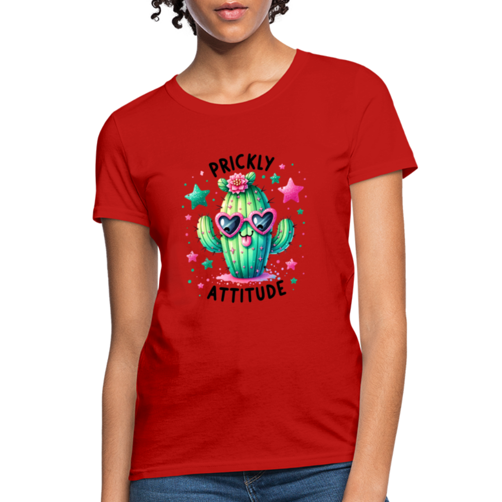 Prickly Attitude Women's Contoured T-Shirt (Cactus) - red