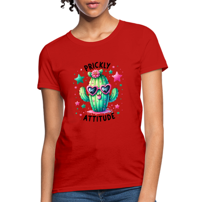 Prickly Attitude Women's Contoured T-Shirt (Cactus) - red