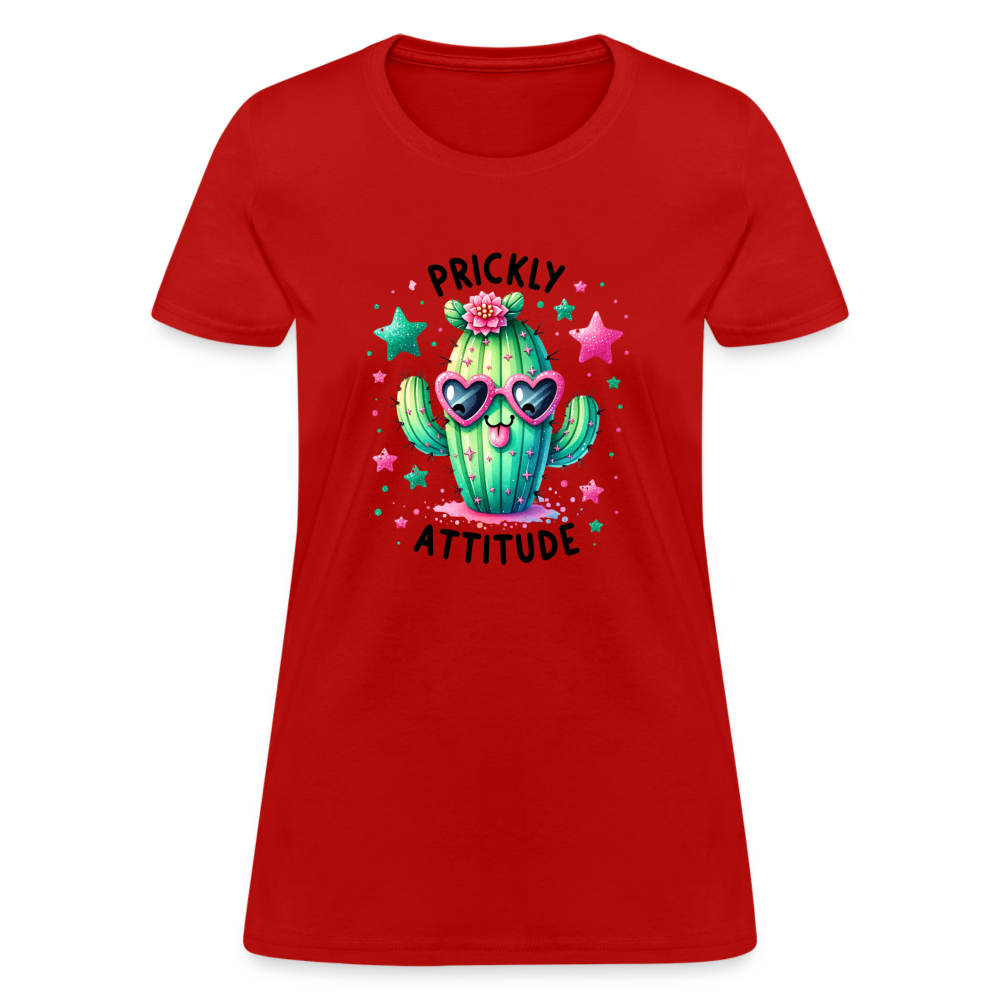 Prickly Attitude Women's Contoured T-Shirt (Cactus) - red