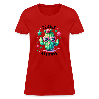 Prickly Attitude Women's Contoured T-Shirt (Cactus) - red