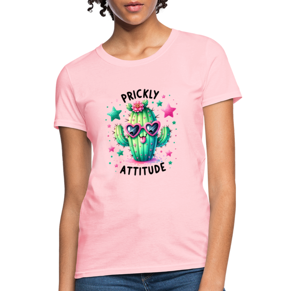 Prickly Attitude Women's Contoured T-Shirt (Cactus) - pink